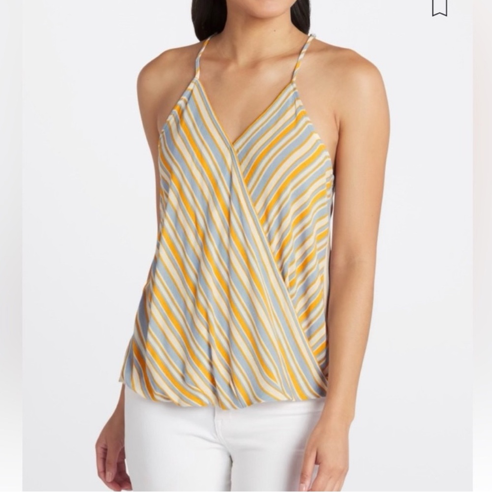 Market & Spruce Spaghetti Strap Tank Gold/Blue/White